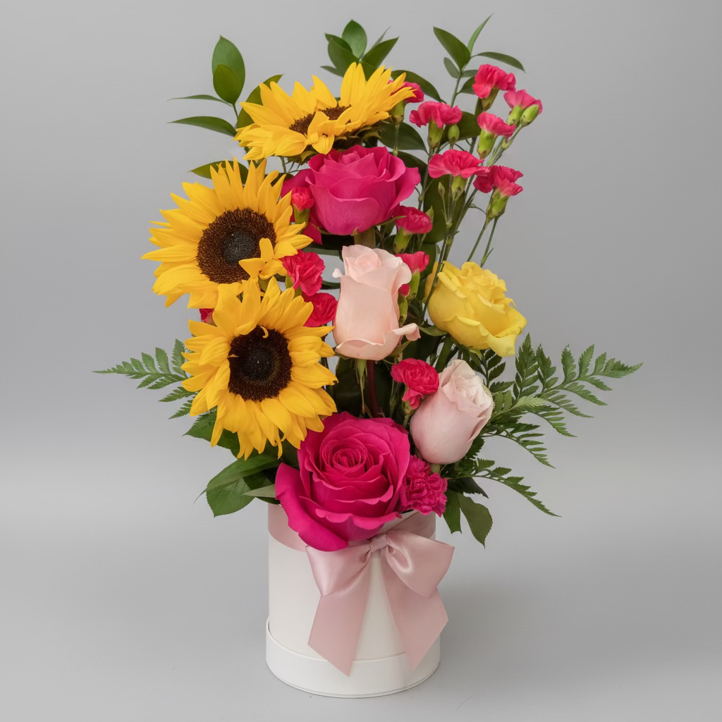 Sunflowers & Rose StairCase Arrangment