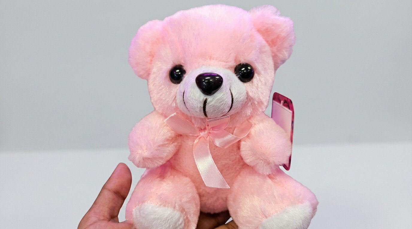 Pink Solid Colored Bear 6in