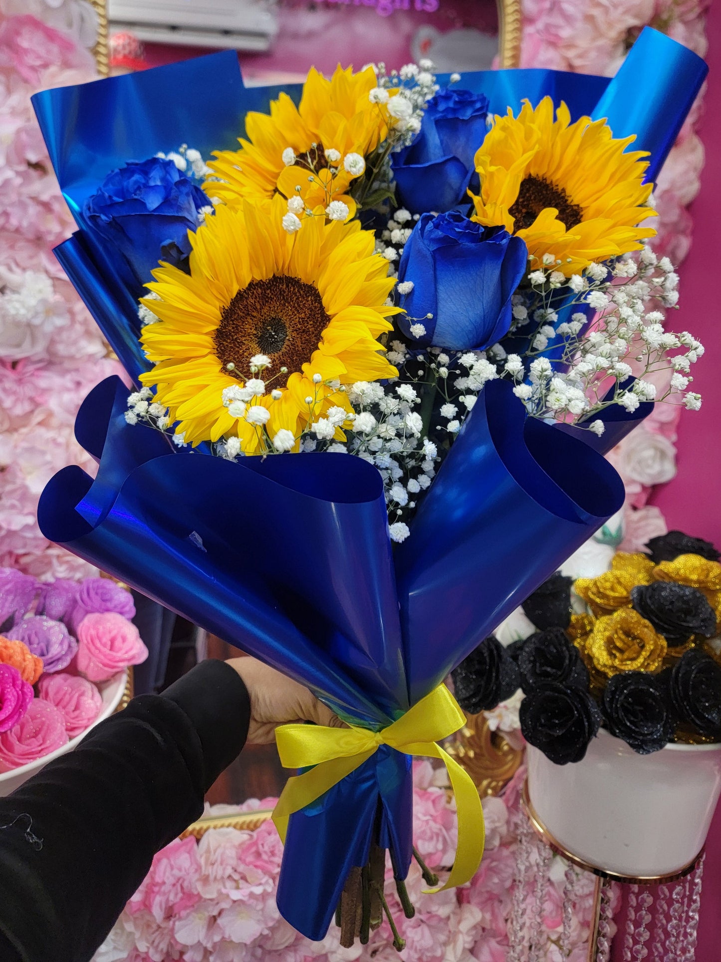 Blue Sunflowers & Roses