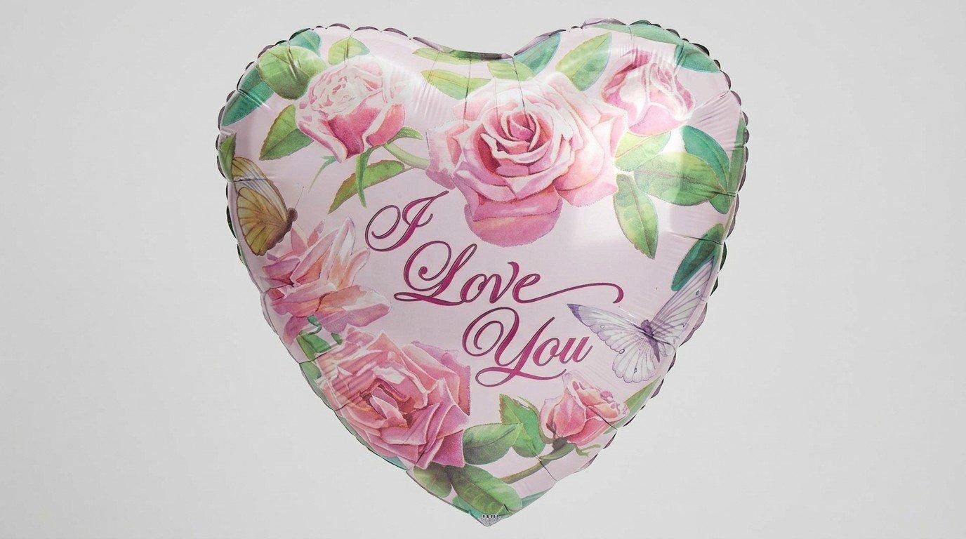 I Love You Pink Florals 17' (HELIUM)