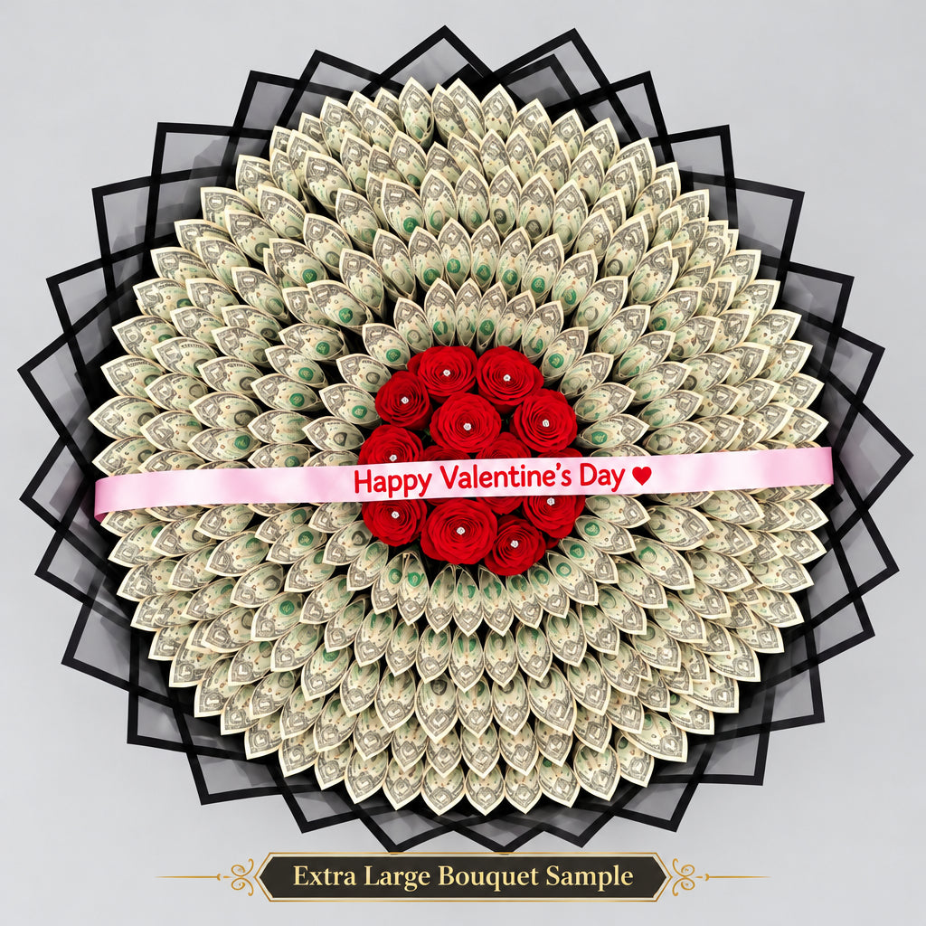 Center Roses Money Bouquet