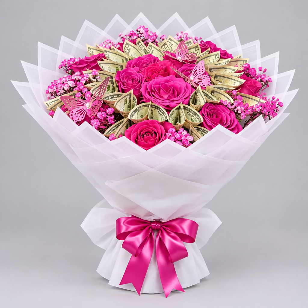Butterfly Rose Money Bouquet