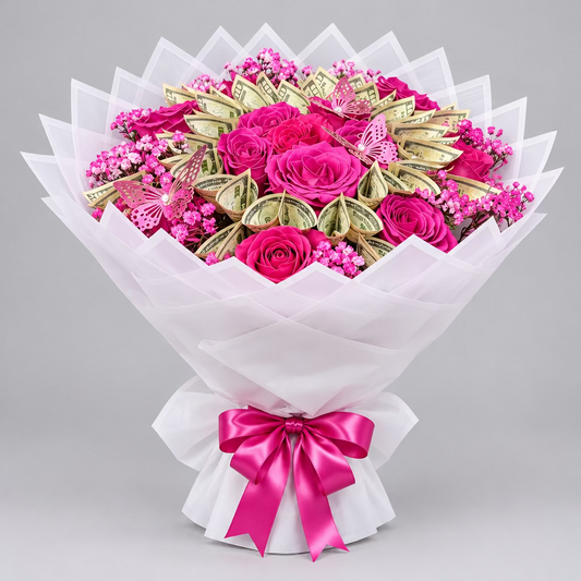 Butterfly Rose Money Bouquet