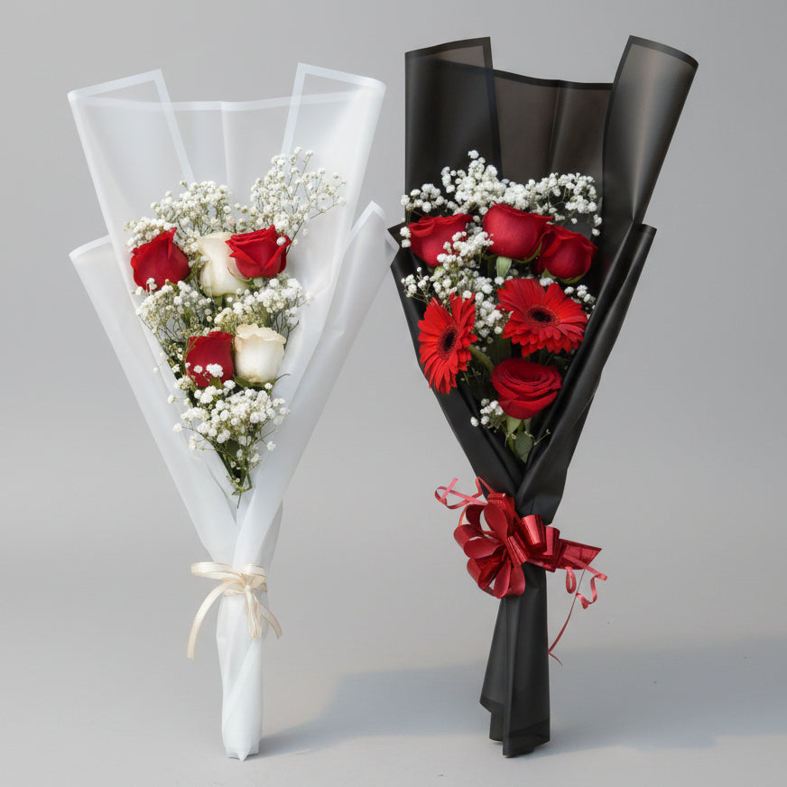 Gerbera & Roses Flat Bouquet