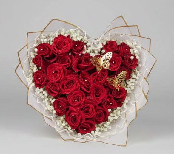 Red Heart Bouquet (30 Roses)