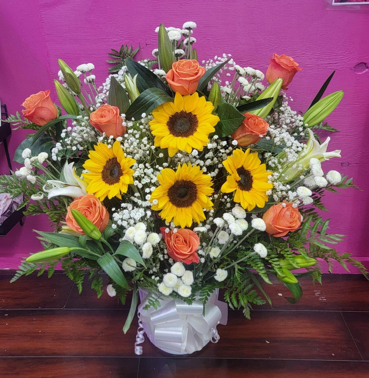 Sunflower & Rose Basket Large