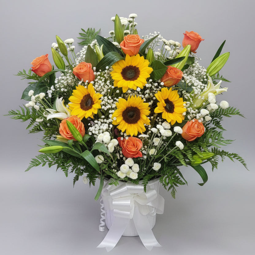 Sunflower & Rose Basket Large