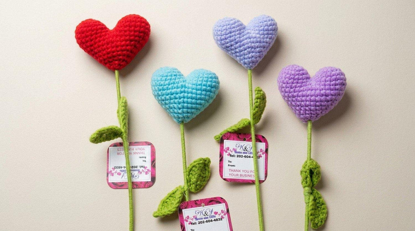 Crochet Heart Flower (Style Varies)