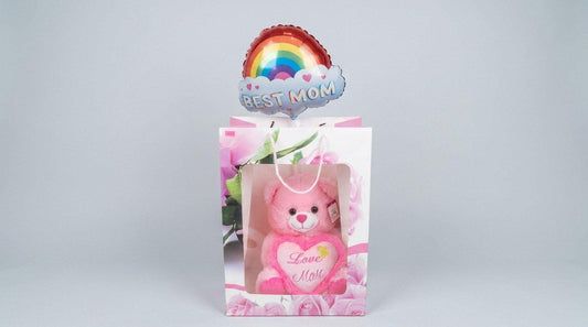 Floral Gift Bag with Balloon (LG) Mom
