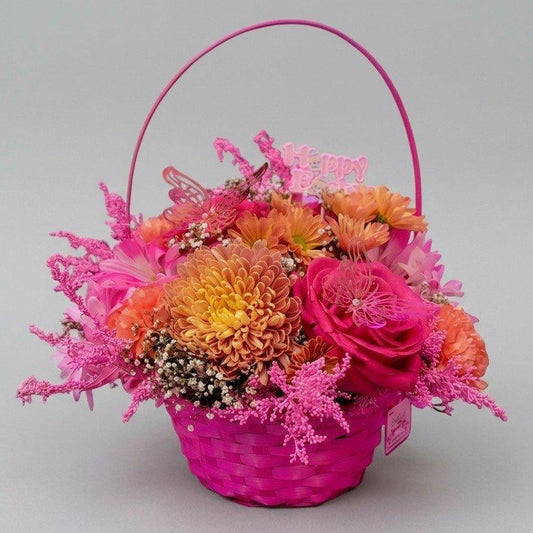 Pink Girl Floral Basket (Medium/Large)