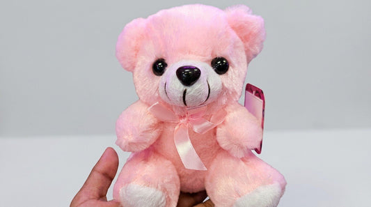 Pink Solid Colored Bear 6in