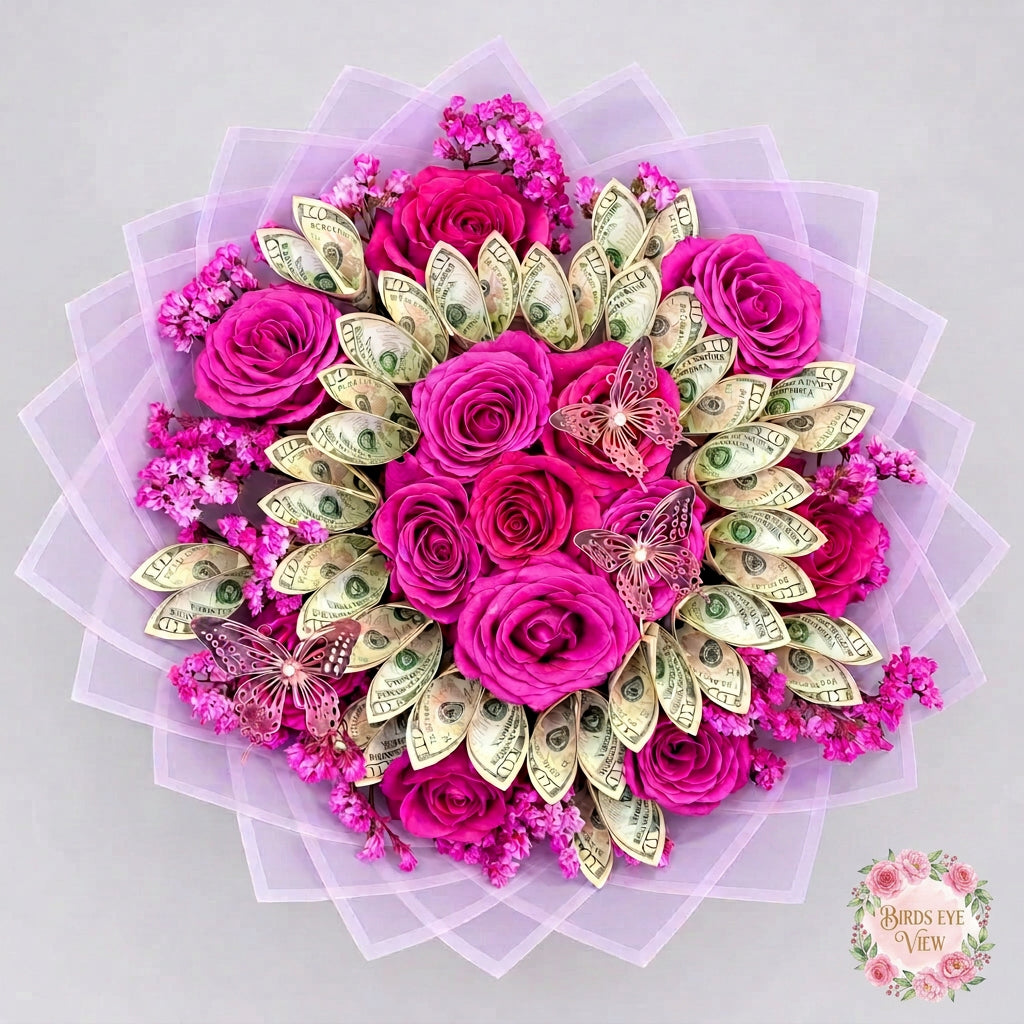 Butterfly Rose Money Bouquet