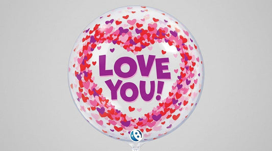 Love You Confetti Single Heart Balloon 17' (HELIUM)