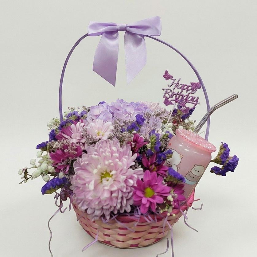 Sweet Girl Flower Basket Med