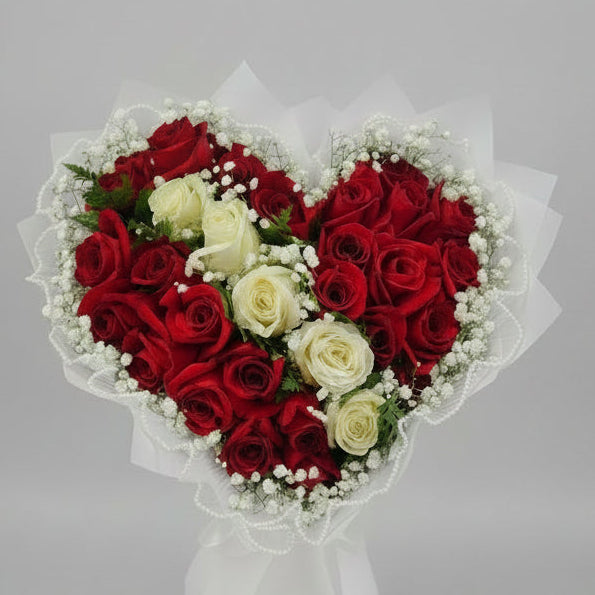 Heart White Sash Roses