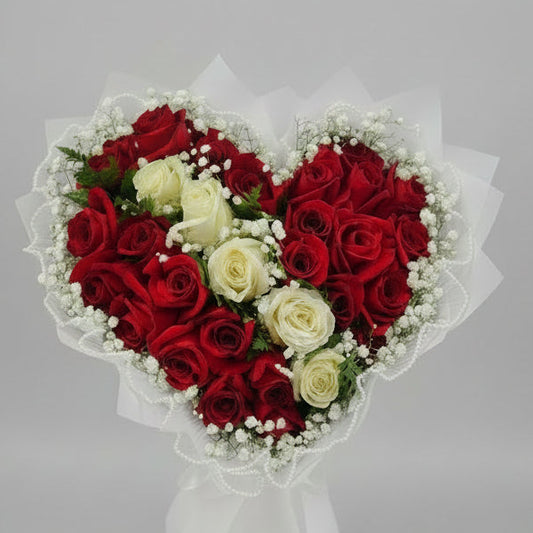 Heart White Sash Roses