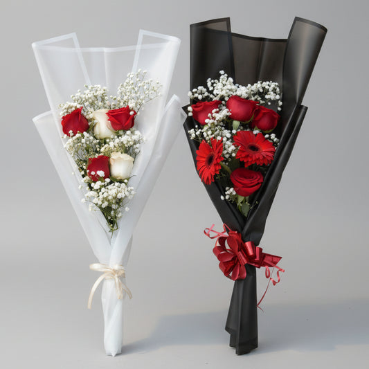 Gerbera & Roses Flat Bouquet