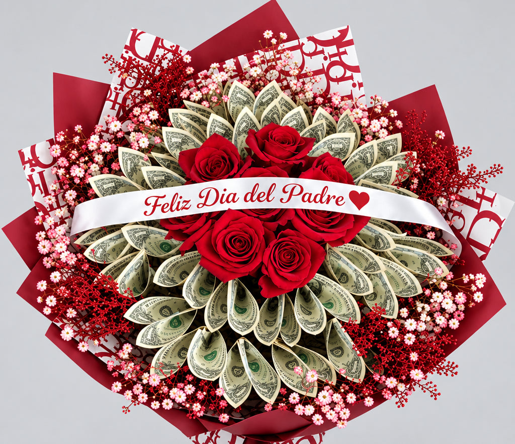 Center Roses Money Bouquet