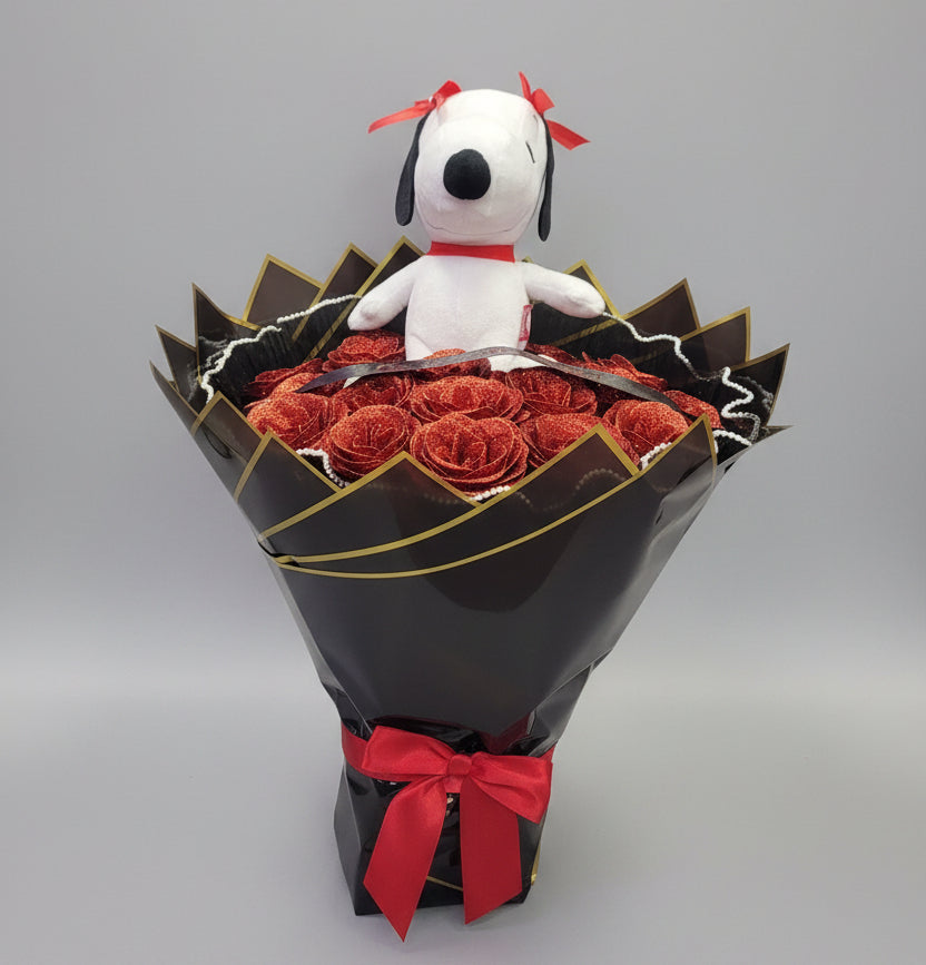 Snoopy Glitter Rose Bouquet