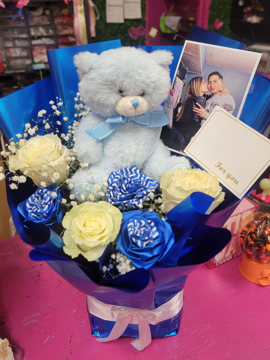 Plushie Photo & Roses Bouquet