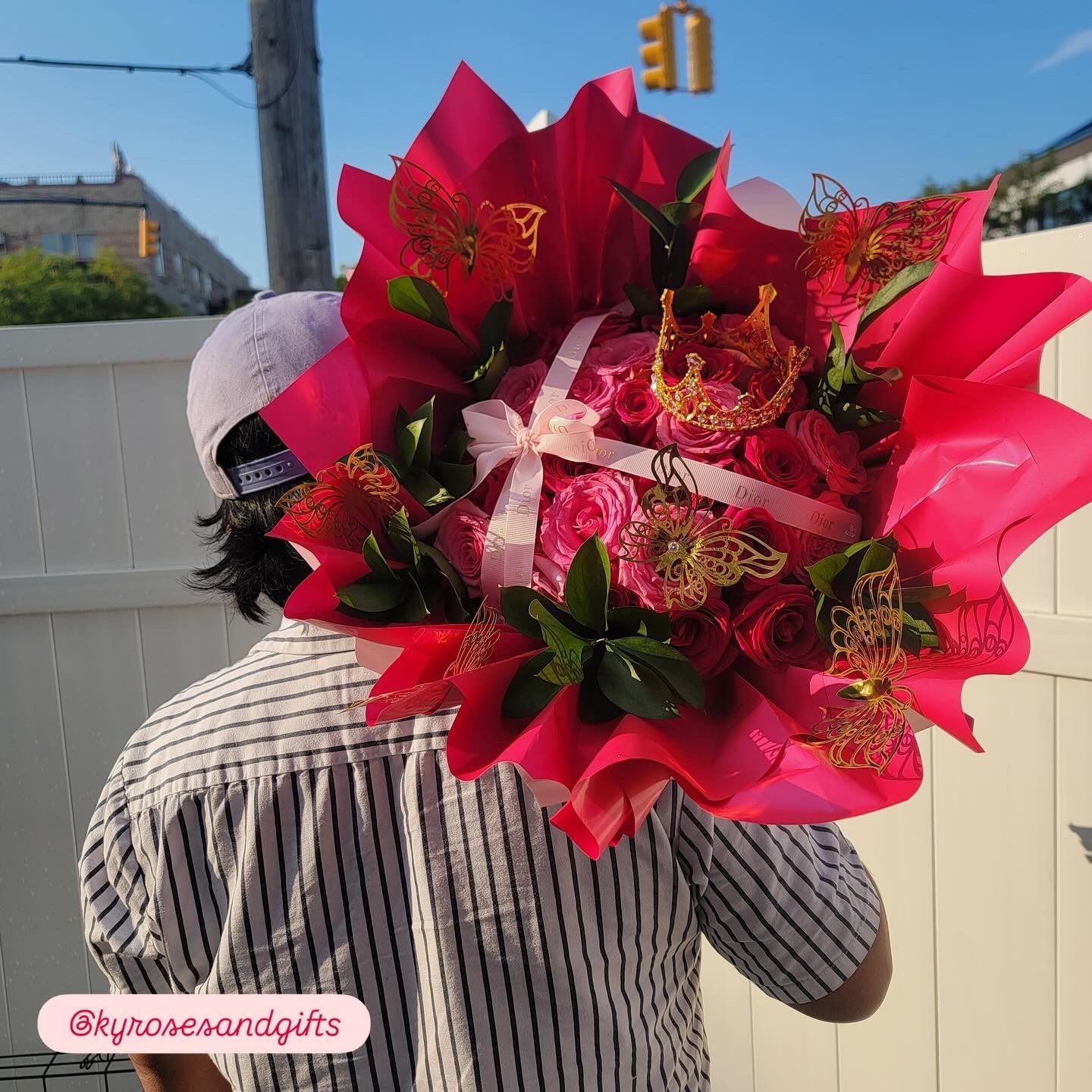 Hot Pink Dior Bow Bouquet
