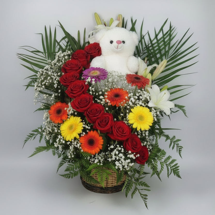 Basket of Florals (W. Plushie)