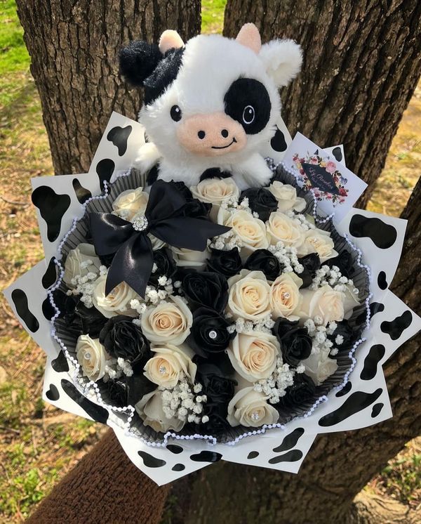 Cow Bouquet (B&W)