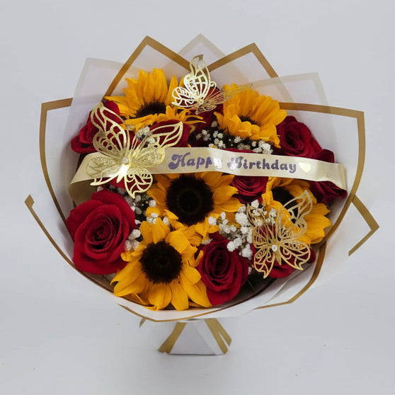 Birthday Red Rose & Sunflowers Bouquet