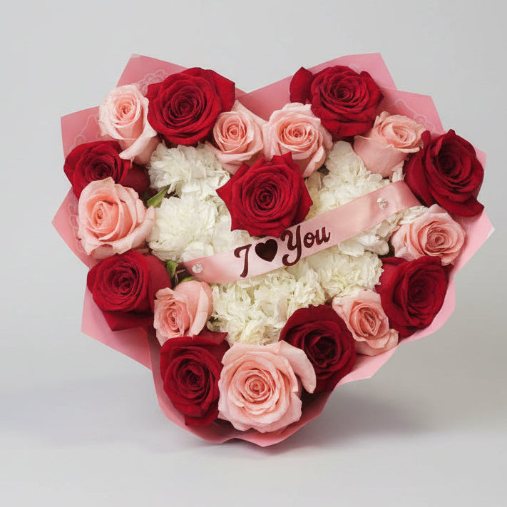 Heart Rose & Carnations