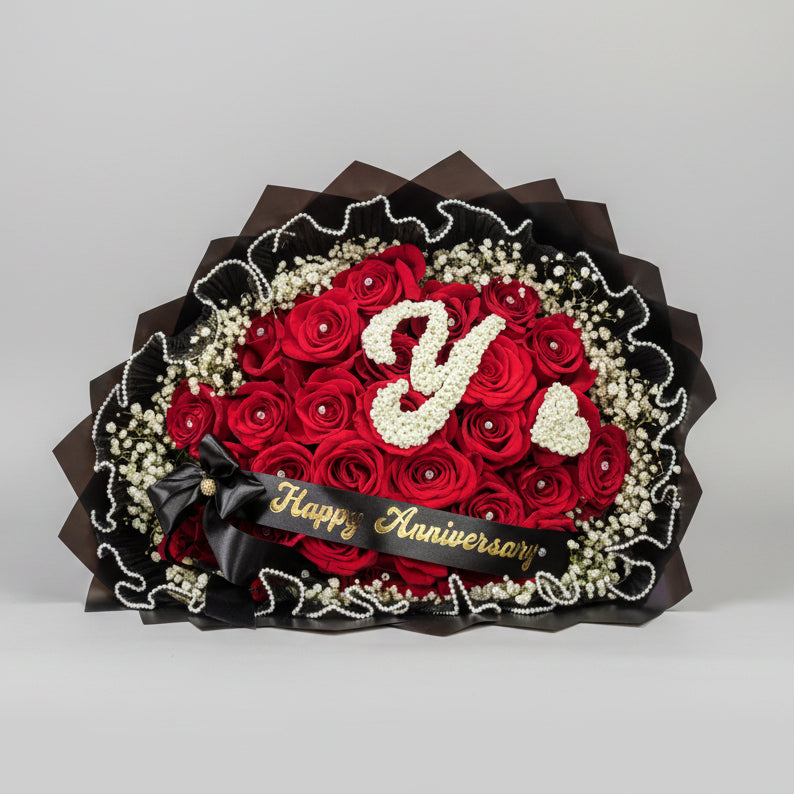 Anniversary Bouquet with Initial