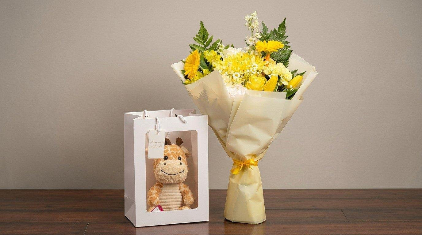 Yellow plushie & Flowers