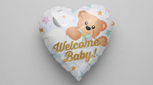 Welcome Baby White Heart 17' (HELIUM)