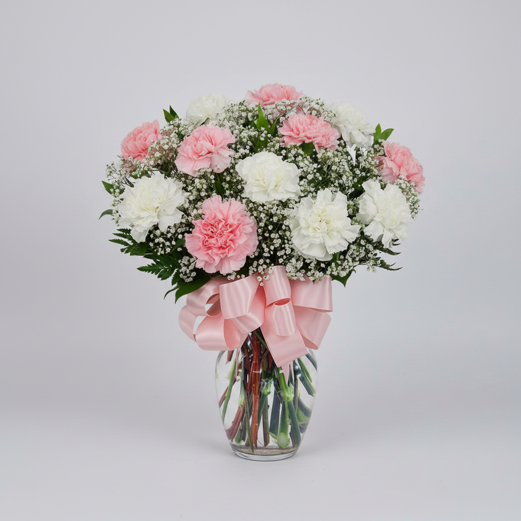 Vase Arrangement: Carnation Blooms