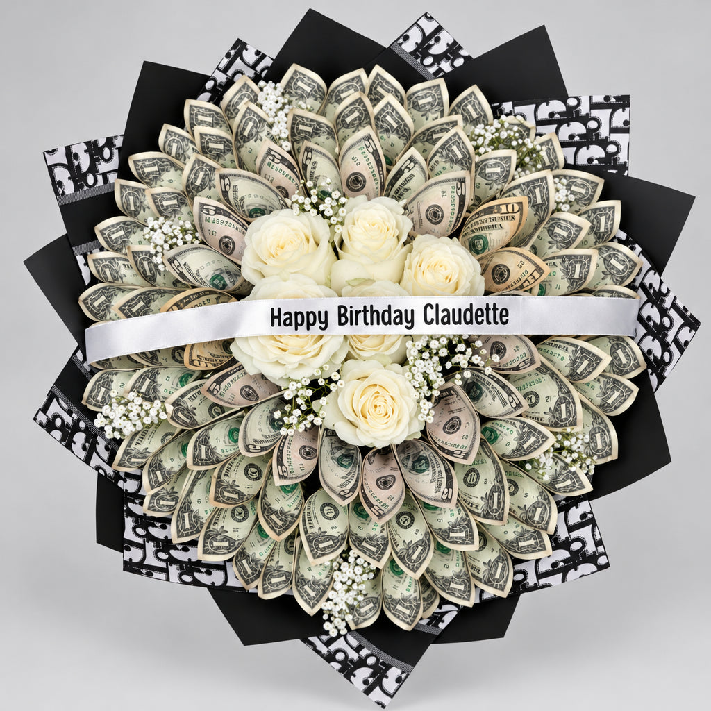 Center Roses Money Bouquet