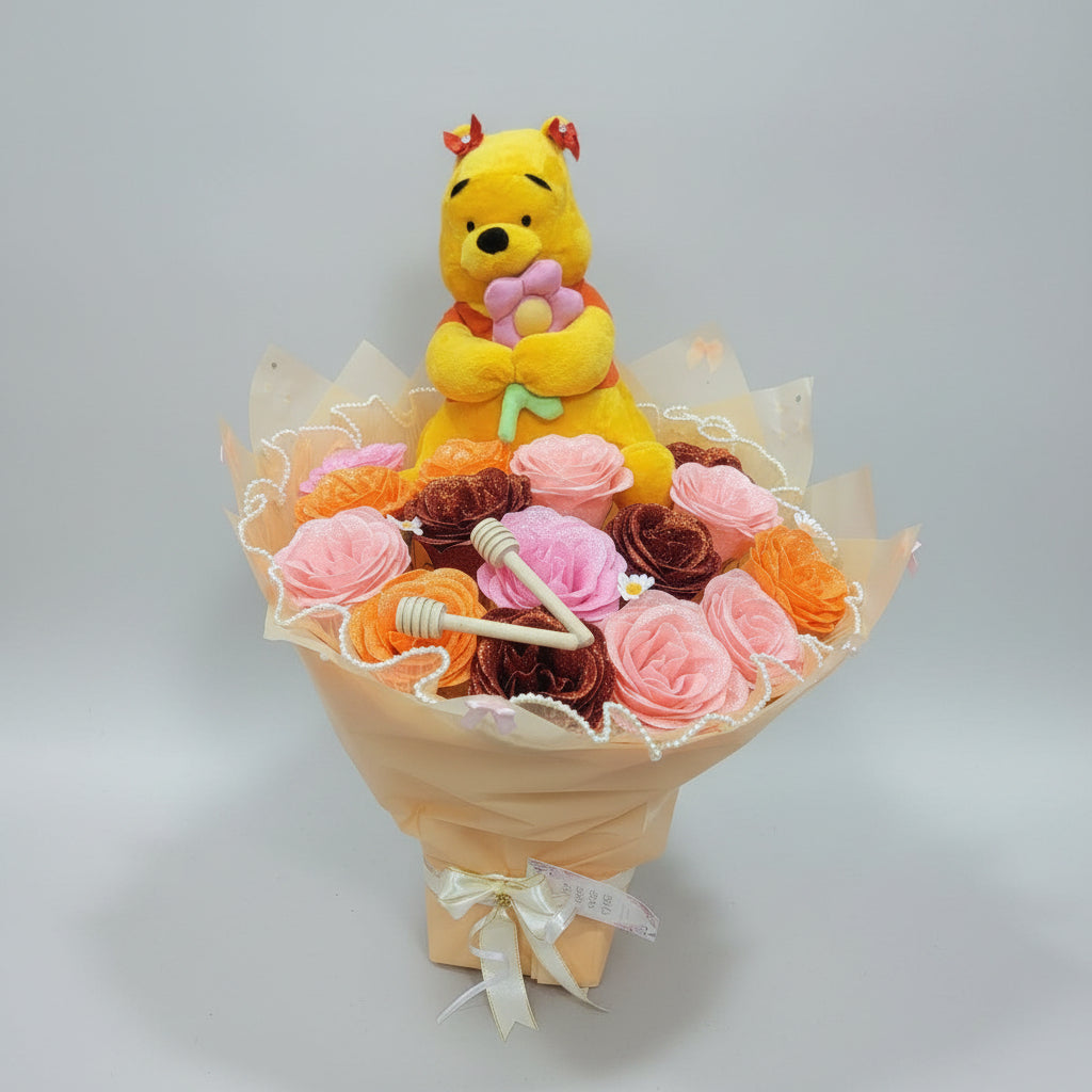 Winnie Pooh Glitter Rose Bouquet