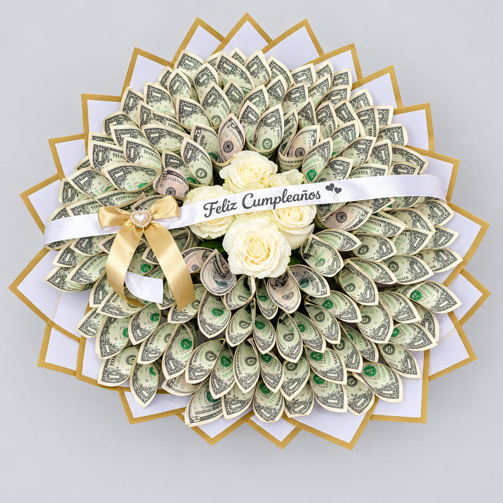 Center Roses Money Bouquet