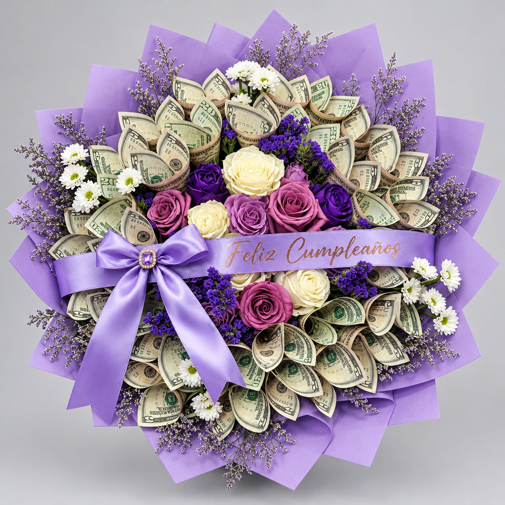 Center Roses Money Bouquet